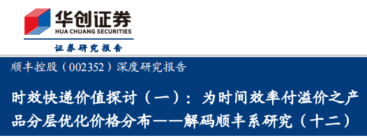 解码顺丰系研究（十二），时效快递价值探讨，为时间效率付溢价之产品分层优化价格分布