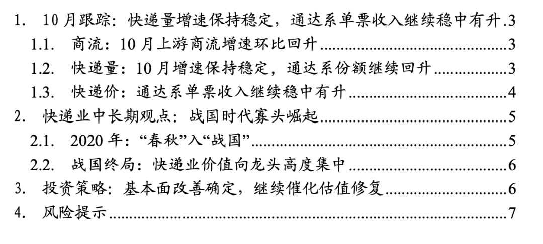 快递月报：通达系份额提升，基本面改善确定——2021年10月月报