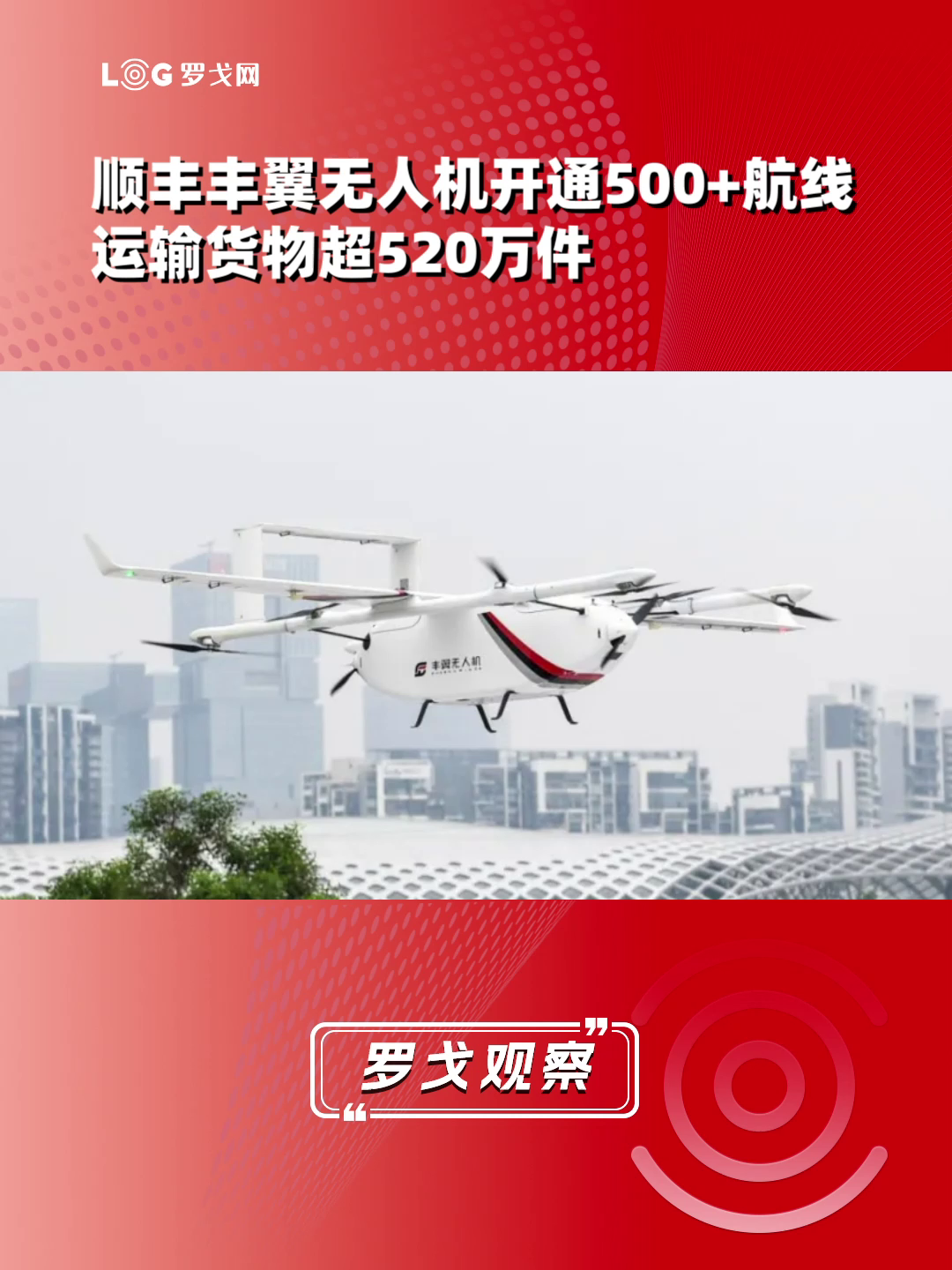 顺丰丰翼无人机开通500+航线，运输货物超520万件