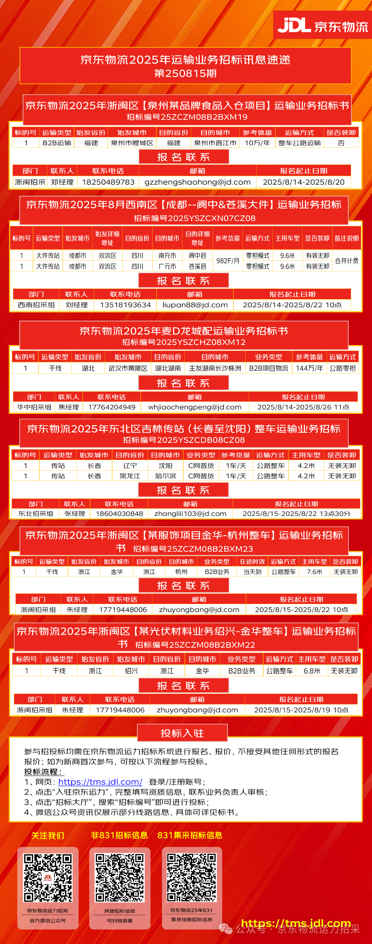 京东物流2025运输业务招标