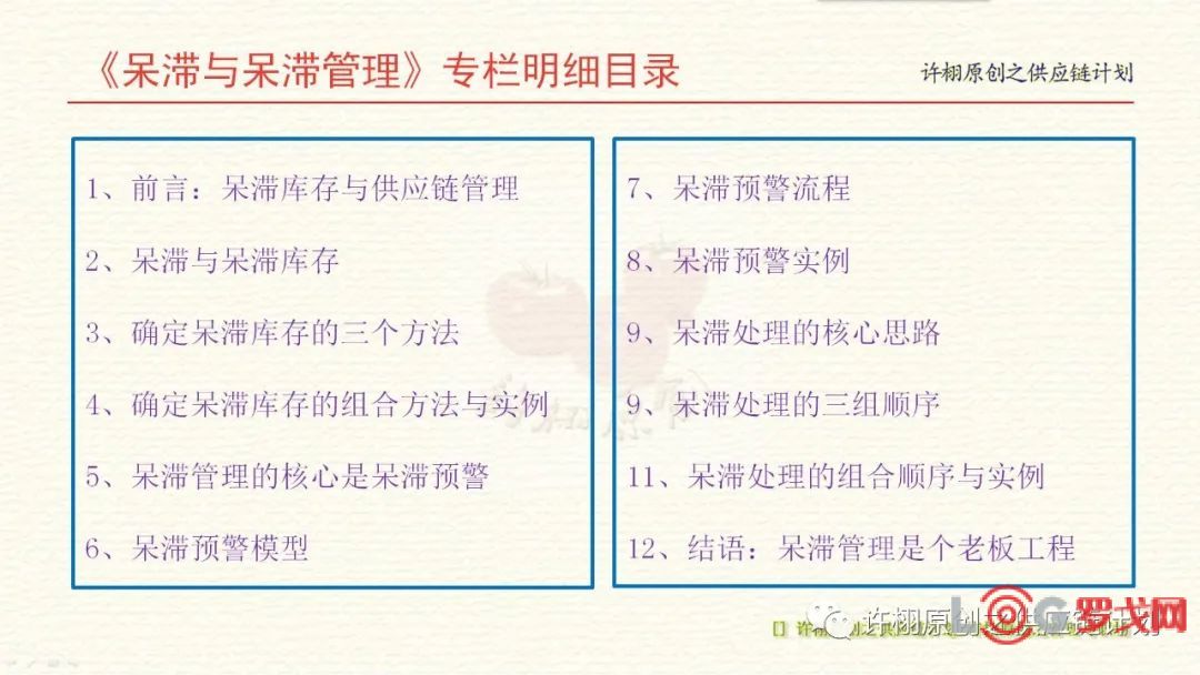 罗戈网 呆滞管理12讲之8 呆滞预警模型实例与简化版通用呆滞预警流程